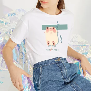 Kaķis Sieviete, T-kreklu Jaunas Smieklīgi Kawaii Ulzzang T Krekls korejiešu Stilā Sieviete Gothic Grafiskais Gadījuma Top T-krekls Estētisko Sieviete Salds