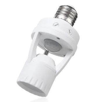 360 Grādu PIR Indukcijas Kustības Sensors IS Infrasarkano Cilvēka E27, Lai Spraudnis-Ligzda E27 LED Gaismas Sensors Slēdzis Bāzes Lampas Turētājs