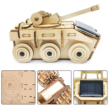 Izglītības Puzzle Montāža Rotaļlietas Inovatīvu DIY 3D Puzles Auto Modeļa Komplekta Bērnu Rotaļlietu darbina Saules Enerģija, Lāzera Griešana Koka