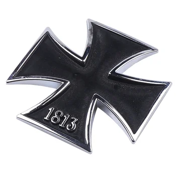 1 gab., Melnā un Sudraba 1813 Vācija Krusta Emblēma Auto-stils 3D Metāla Malta Saskaņā Krusta Emblēmas Uzlīme Auto Virsbūves Apdares Decal