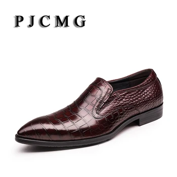 PJCMG Īstas Ādas Vīriešu Kurpes Itālija Zīmolu Mežģīnes-up Sapatilha augstākās Kvalitātes Hombre Biznesa Mokasīni Kleita Chaussure Homme