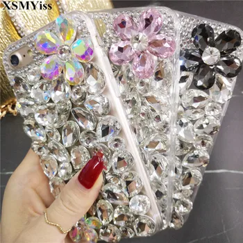 Luksusa 3D Bling Rhinestone Crystal Diamond Ziedlapiņu Mīksto Atpakaļ Telefonu Gadījumā Segtu iPhone 11Pro MAX X XS MAX XR 5S 6S 7 8 PLUS