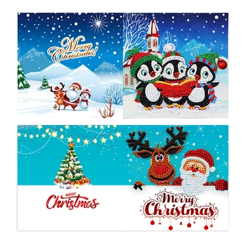 5D DIY Dimanta Krāsošana Apsveikuma kartiņu Īpašas Formas Dimanta Izšuvumi Ziemassvētku Kartes, Pastkartes Ziemassvētku Dāvanu Dzimšanas dienā