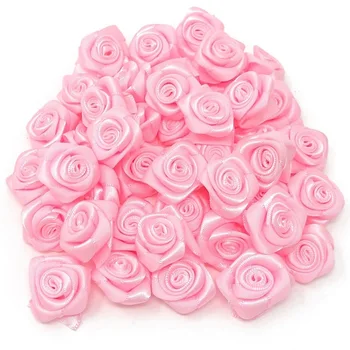 20pcs 20mm Satīna Lenti Rožu Ziedi DIY Roku darbs Rozes Dekoratīvo Mākslīgo Amatniecības Ziedu Kāzu Pušķi Rotājumi