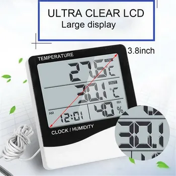 LCD Electronic Digitālo Temperatūras un Mitruma Mērītājs Āra Iekštelpu Termometru, Higrometru, Laika Stacijas Pulkstenis