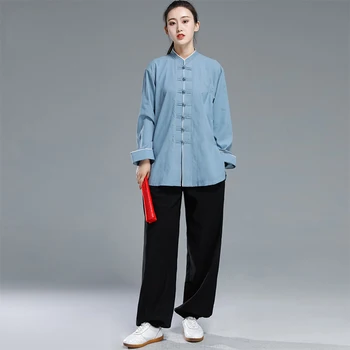 JAUNAJĀ Kung Fu Taichi Vienotu Ķīnas Kleitu Komplekts Sievietēm Ķīniešu Drēbes Vīriešiem Tradicionālā Ķīniešu Apģērbi Sievietēm Vienotu