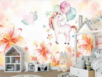 Ziemeļvalstu gudrs personības zīdaini papel de parede tapetes meža poniju unicorn bērnu istabas fonā sienas gleznojums