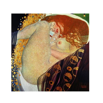Gustava Klimta Danae Pārpublicēšana Eļļas Glezna uz Audekla Mākslas Skandināvijas Plakāti un Izdrukas Cuadro Sienas Attēlu Dzīvojamā Istaba