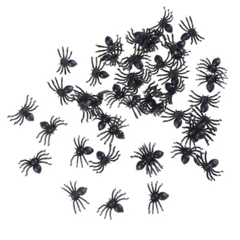 50gab Mazs, Melns Plastmasas Viltus Spider Rotaļlietas Halloween Funny Joks Palaidnība Aksesuārus HC