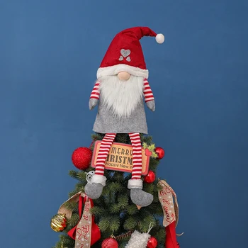 Ziemassvētku Dekori Ilgi Cepuri Santa Gnome Plīša Lelle Rotājumu Koku, Top Star Sejas Meža Veco Vīru Ziemsvētki Koks Karājas