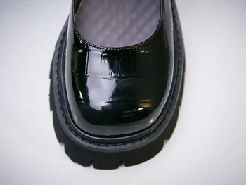 Jaunu zīmolu īsta āda bieza augstpapēžu kurpes melnas kurpes sieviete sūkņi Mary Janes kleitu uz kāzu puse platforma ikdienas apavi sūkņi