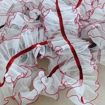 10CM Plata Jaunā Baltā 3D Tilla Mežģīnes Lotus Leaf Kroku Mežģīņu Lenti Svārki Rotaļlietas Lelles Mežģīņu Apkakles Izgriezums Robežas ar Izšuvumu