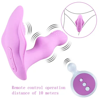 Sievietes Maksts Pieaugušo Rotaļlietu Valkājamas Tauriņš Dildo Vibrators Sievietēm Masturbator Klitora Stimulators Biksītes ar Anālo Seksa Rotaļlietas