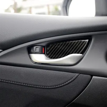 Oglekļa Šķiedras Auto Piederumi Interjera Iekšējo Durvju Bļodā Aizsardzības Apdares Uzlīmes Vāciņš Melns, Uzlīmes Honda Civic 2016-2019