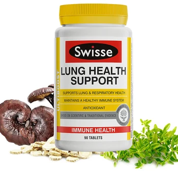 Swisse Plaušu Elpošanas ceļu Veselībai, Vitamīni Garšaugi Atbalsta Veselīgu Imūnsistēmas 90Tablets Antioksidantu Atbalstu Nomierinošas Expectorant