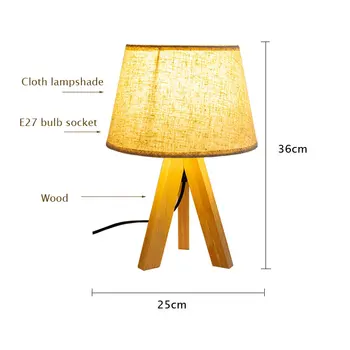 Ziemeļvalstu vienkāršu, modernu auduma galda gaismas guļamistabas gultas lampa auduma viesnīca light studiju koksnes apgaismojums e27 modes galda lampas