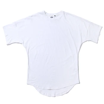 Vīrieši Cieta vasaras Bat piedurknēm Brīvs T Krekli Pagarināt Izliektas hem Kokvilnas Streetwear Topi Harajuku Japāņu Īsām piedurknēm Balts T Krekls
