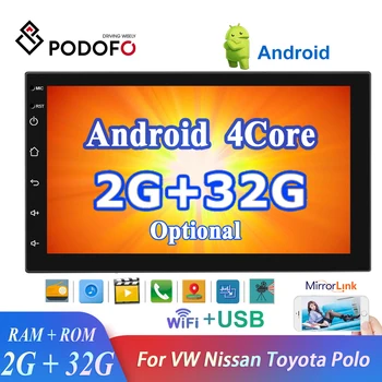 Podofo Auto Radio Android 2Din Multimediju Atskaņotājs, GPS, WIFI, Autoradio 7