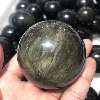 1gb Reti Āzijas zelta obsidian dabiskā kristāla bumbu dziedināšanas akmens