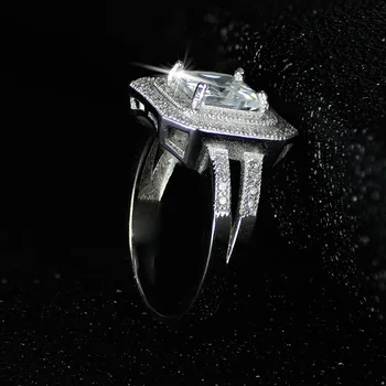 Luksusa kāzu Saderināšanās gredzenu sievietēm 925 sterling sudraba luksusa liels gredzens rotaslietas ziemassvētku LR786S