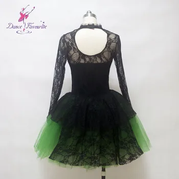 Jaunas ielidošanas melnas mežģīnes ar zaļu samta bodice baleta tutu balerīna girl romantiskā baleta kostīms sieviešu sniegumu baleta tut