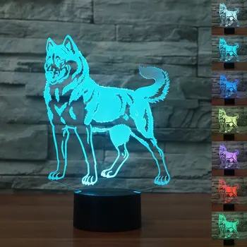 Doberman Pinscher 3D Nakts Gaisma LED Remote Touch Jauki Suns Galda Lampa Pet 3D Lampu 7 Krāsu Maiņa USB Iekštelpu Lampas