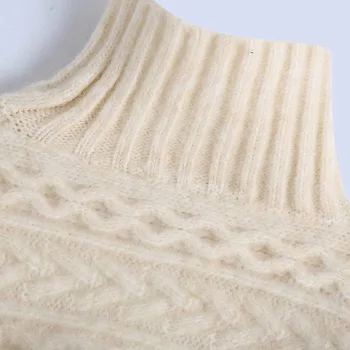 Ziemas Sieviešu Jaunā Eiropas un Amerikas stilu, Augsto kaklu adīt FemaleLong piedurknēm džemperis vērpjot Īss Džemperis