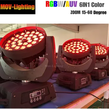 6pcs/daudz Posmā Tālummaiņa, LED Skalošanas Kustīgās Galvas Staru Gaismas 36x18w RGBWA+UV 6IN1 Tālummaiņas Puse Gaismas