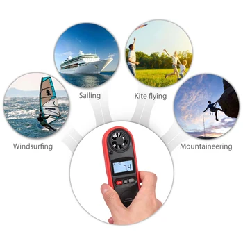 Neoteck Digitālo Anemometer LCD Handheld Vēja Ātruma Mērītājs Uzlabot Windmeter Burāšanu, Sērfošanu WT816A Pasākums vēja ātrums temperatūra