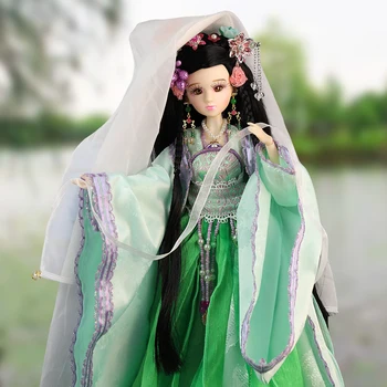 Laimi dienas lelle Austrumiem, Ķīnas lelle Chenyu zaļā kleita meitene, tostarp drēbes stāv kurpju kastē bjd par 34cm rotaļlietas