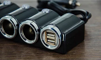 4 Veidu Auto piepīpētāja Ligzdas Sadalītājs Jaudu Lādētāja Adapteri Uzlādes Dual USB Porti Viedtālruņiem DC 12V/24V Black 120W