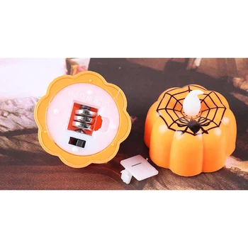 12Pcs Ķirbju LED Gaismas Rokasgrāmata DIY Ķirbju Gaismas Bateriju Darbināmas Apelsīnu Ķirbju Lampas Halloween Home Decoration #Smaids #Spider
