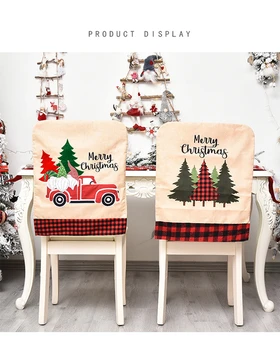 Jaunākās Ierašanās Ziemassvētku Krēslu Segtu Klasiskā Xmas Tree Gnome Kravas automašīnu Ēdamistabas Krēsls Slipcovers ar Pleds Apdares Mājas Puse Apdare