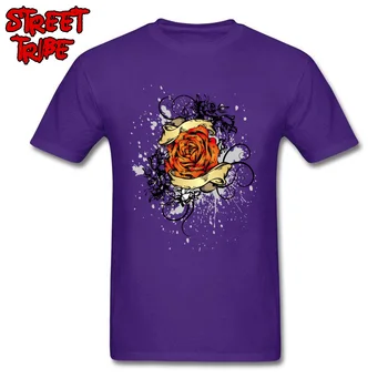 Vintage T-krekls Vīriešu T Krekls Vasaras Apģērbu Rožu Krāsu Topi Splash Tetovējums Tees Kuponi O-veida Kakla Kokvilnas Tshirts Violeta