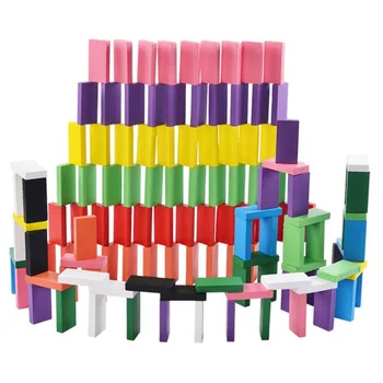 120pcs/komplekts Bērniem Veida Krāsu Varavīksnes Koka Domino Bloki Sākumā Izglītojošas Koka Rotaļlietas Bērniem Ziemassvētku Dāvanu