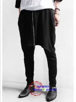 Jaunu 2018 Vīriešu apģērbu Bigbang ' Matu Stilists modes Personības adīt Rāvējslēdzēju iešūšana Culotte bikses dziedātāja kostīmi 27-44