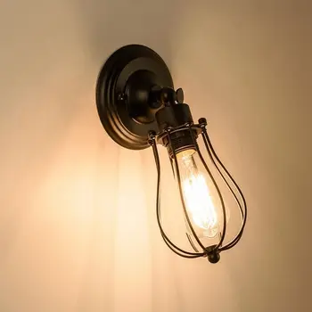 Retro sienas lampas, rūpniecības apgaismošanas armatūra regulējams metāla būris, sienas lampas iekštelpu mājās retro lampas