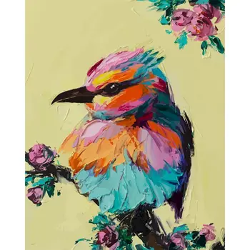 Gatyztory Diy Krāsošana Ar Numuriem putnu Auduma Zīmējums krāsains dzīvniekiem Handpainted bērniem Dāvanu Sienas Dekori Mākslas 60 x 75cm Fra