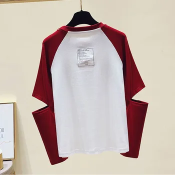 Brīvs drukāt garām piedurknēm t krekls, sieviešu t kokvilnas korejiešu stilā, balts t-krekls sieviešu apģērbu 2020. gadam camiseta mujer tee kreklu femme