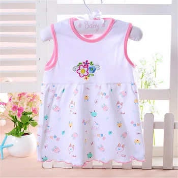 Modes Infant Baby Girl Dress Kokvilnas Regulāri Bez Piedurknēm Kleitas Ikdienas Apģērbu Par Bērnu 0-24 M
