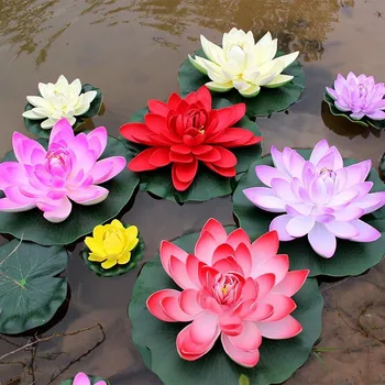 Simulācijas Ziedu Mākslīgā Zīda Lotus peldošās ūdens Mājas dārzā zivju tvertnes Dekoru 50gab