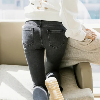 Džinsi Sievietēm Zīmuli Izdilis Liela Izmēra korejas Slim High-waist Atpūtas Studentiem, Visas spēles Ulzzang Sieviešu Bikses Šiks Vienkārša Retro