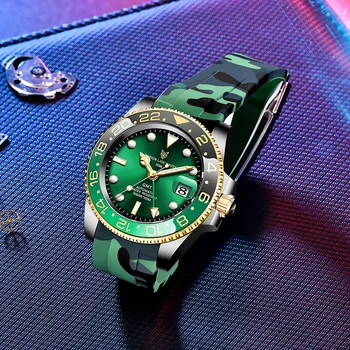 LIGE Dizaina Zīmola Luksusa Mehānisko Pulksteņu Vīriešiem Automātiskā Zaļā Pulksteņi Vīriešu Silikona Niršanas Uzņēmumu Sporta Rokas pulksteni Reloj