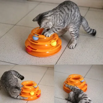 Funny Pet Cat Kitty Traks Bumbu Diska Interaktīvās Rotaļlietas, Atrakciju Plāksnes Trilaminar HKS99