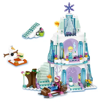 Disney Cartoon Princese Rotaļlietas Saldēti Anna Elsa Sniega Karaliene Elza IR Dzirkstošais Ledus Pils, Celtniecības Bloki, Rotaļlietas, Dāvanu Bērnu