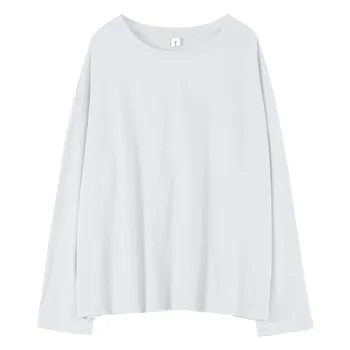 Balts T-krekls ir 2021. pavasara sieviešu produktus, korejiešu versiju pamata zaudēt gadījuma tīrtoņa krāsu garām piedurknēm apaļu kakla džemperis