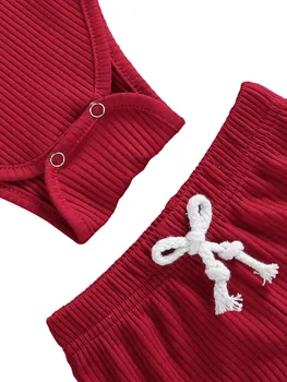 Pudcoco Bērnu Vasaras Apģērbu Jaundzimušais Meitenes Zēni Bez Piedurknēm Salātu Mežģīņu Cietā Bodysuits Jumpsuits+Šorti Bikses Tērpiem