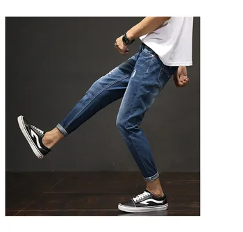Vīriešu Rudens Apgriezti Džinsi korejiešu Stila Slim-Fit Kājām Bikses Moderns Modes Jaunatnes 2020. Gadam Karstā Pārdošanas Gadījuma Visu Maču Iela Hipster