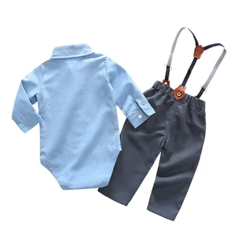 Karstā Bērnu Zēniem Bērniem Oficiālu Piemērots Vasaras Zēns meitene Kungu Apģērbu Komplekts ar garām Piedurknēm Krekls+Bikses (Dungriņi) Bikses