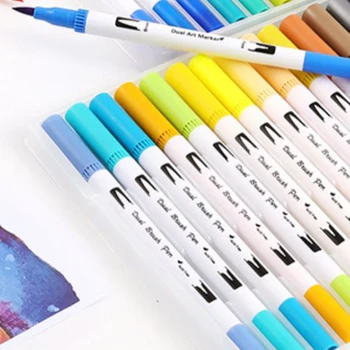 24 Krāsas Otu, Pildspalvu, Skiču Grafiti Krāsošana, Pildspalvas Dubultā Galvu Akvarelis noteikts Mājsaimniecību Bērniem, Krāsošanas Komplekts